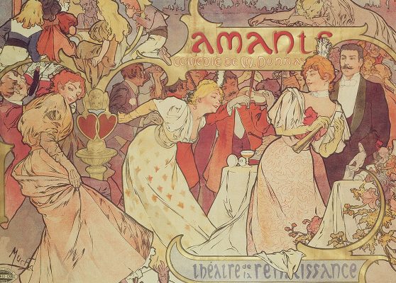 Alphonse Mucha. Die Liebenden, Farblithografie, 1895