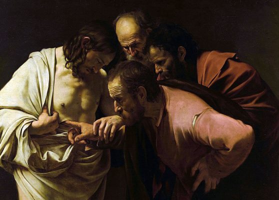 Caravaggio. Der Unglaube des Heiligen Thomas, 1600–1601, Öl auf Leinwand, 107 × 146 cm. © Bildergalerie, Potsdam