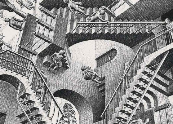 Relativität (Detail) 1953. Escher, Ausstellung - Palazzo Bonaparte, Rom