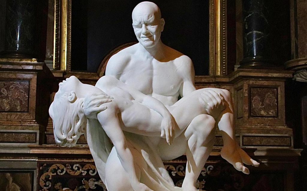 Jago, Bildhauer. La Pietà, Block aus weißem Marmor
